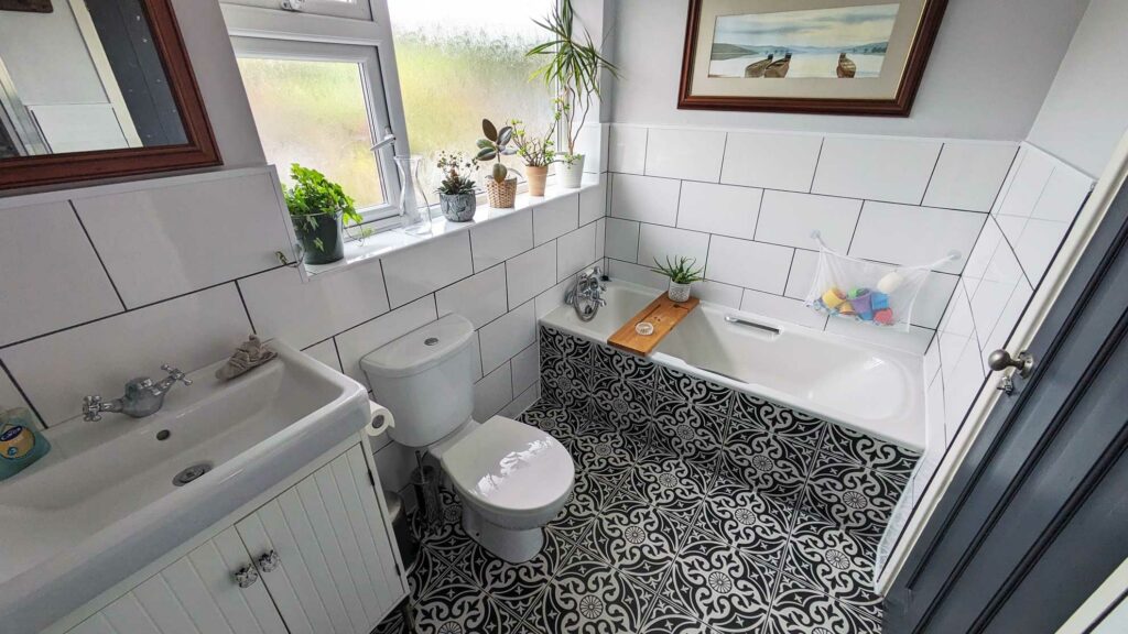 Example of how a well tiled floor can refresh a bathroom.